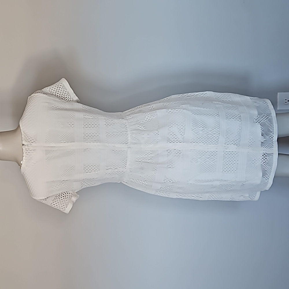 Ann Taylor off white perforated lined dress-8 - Picture 4 of 8